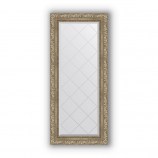 Зеркало с гравировкой в багете виньетка античное серебро 85 mm (55x125 cm) BY 4057