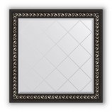 Зеркало с гравировкой в багете черный ардеко 81 mm (85x85 cm) BY 4311