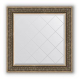 Зеркало с гравировкой в багете вензель серебряный 101 mm (89x89 cm) BY 4336