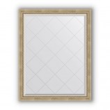 Зеркало с гравировкой в багете состаренное серебро с плетением 70 mm (93x118 cm) BY 4347