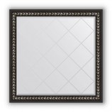 Зеркало с гравировкой в багете черный ардеко 81 mm (105x105 cm) BY 4440