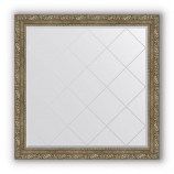 Зеркало с гравировкой в багете виньетка античная латунь 85 mm (105x105 cm) BY 4446