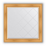 Зеркало с гравировкой в багете травленое золото 99 mm (109x109 cm) BY 4460