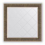 Зеркало с гравировкой в багете вензель серебряный 101 mm (109x109 cm) BY 4465
