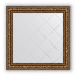 Зеркало с гравировкой в багете виньетка состаренная бронза 109 mm (110x110 cm) BY 4470
