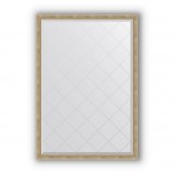 Зеркало с гравировкой в багете состаренное серебро с плетением 70 mm (128x183 cm) BY 4476
