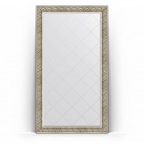 Зеркало напольное с гравировкой в багете барокко серебро 115x205 BY 6374